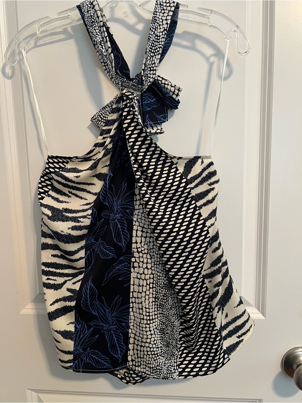 Banana Republic Navy & White Mixed-Print Halter Top - Picture 8 of 9